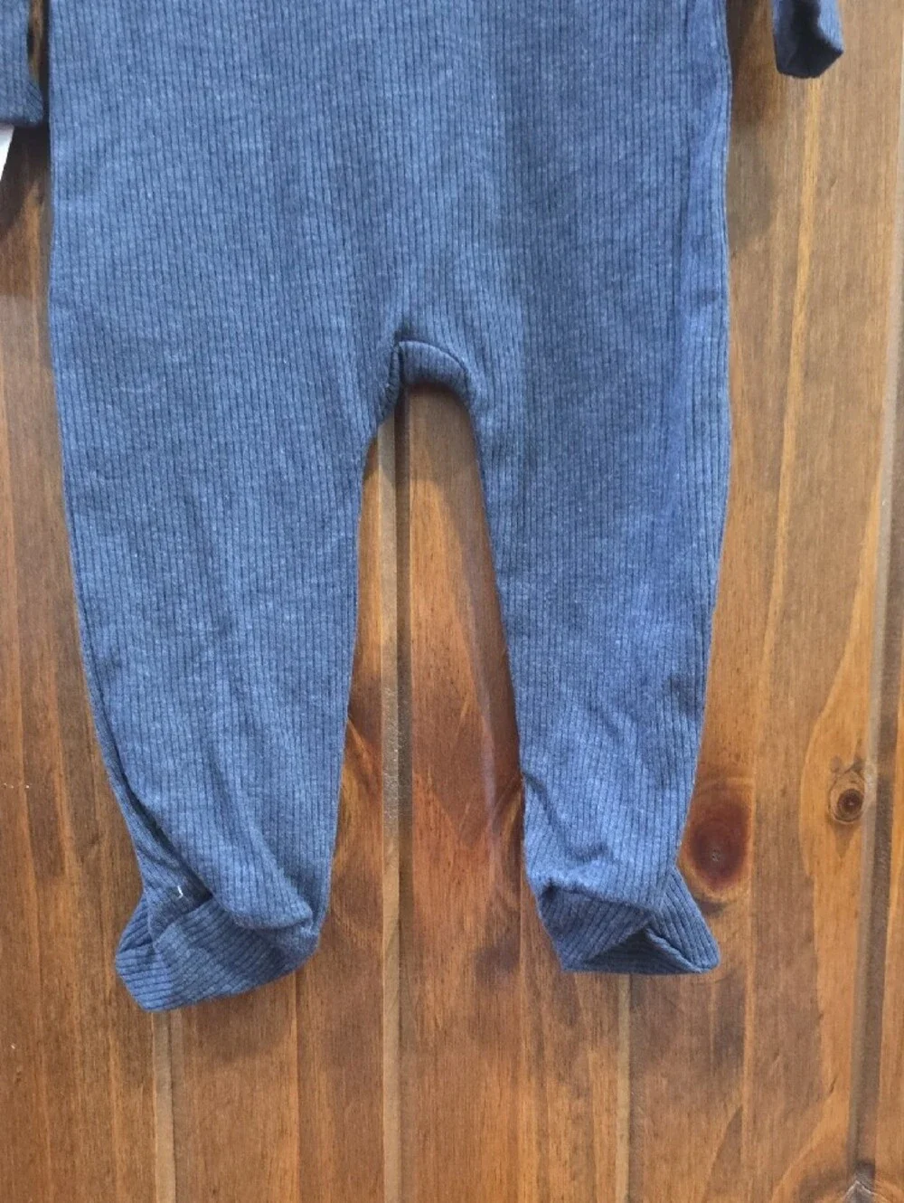 GAP Navy Ribbed Footed One-Piece with Embroidered Bear